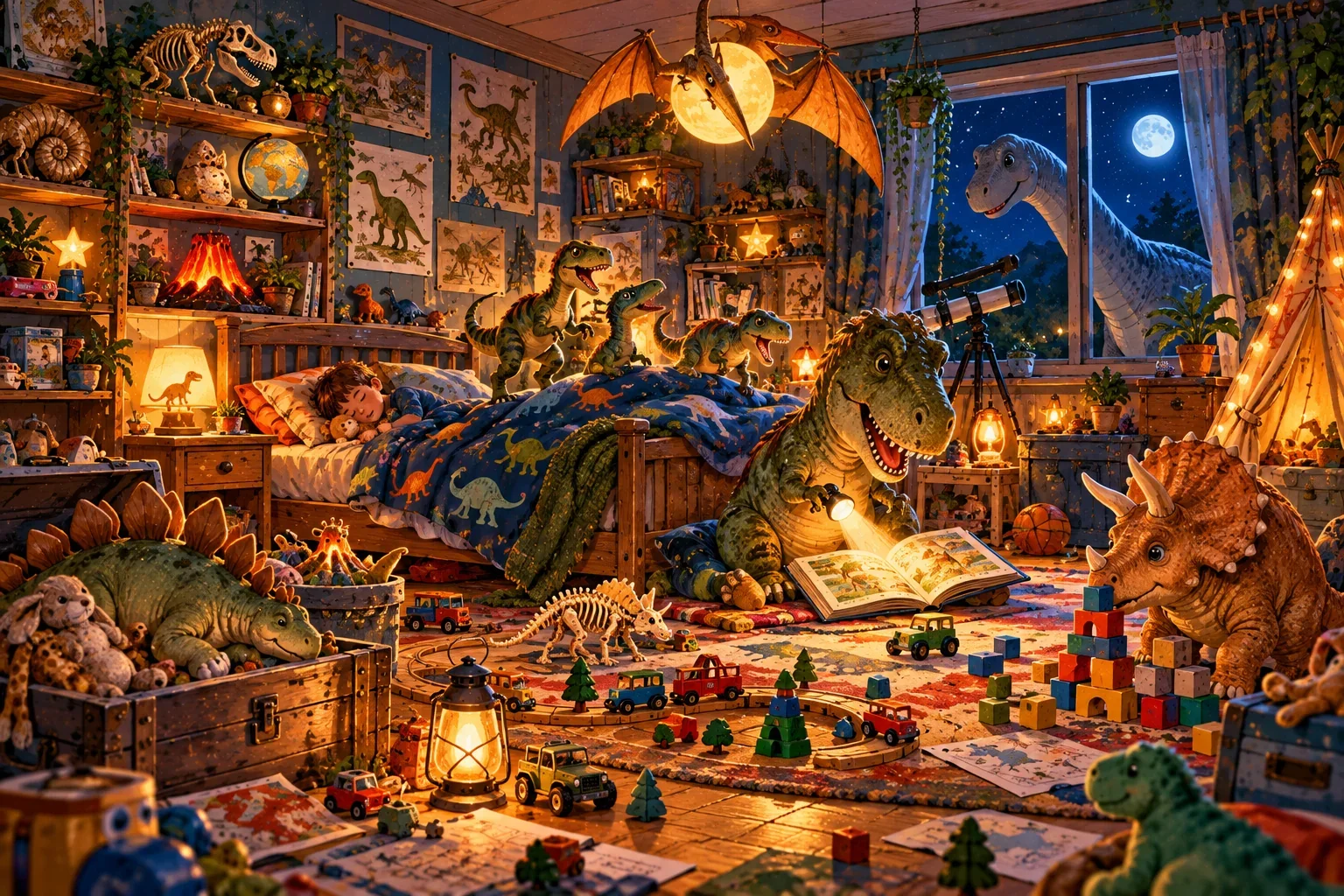 Dino Night — wooden jigsaw puzzle by KOOBOOX
