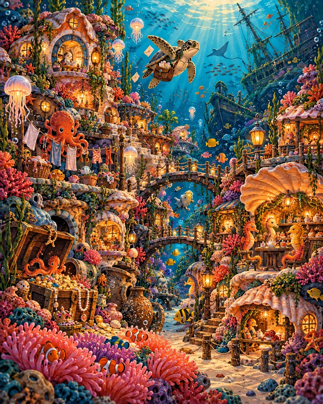 Coral Village — wooden jigsaw puzzle by KOOBOOX