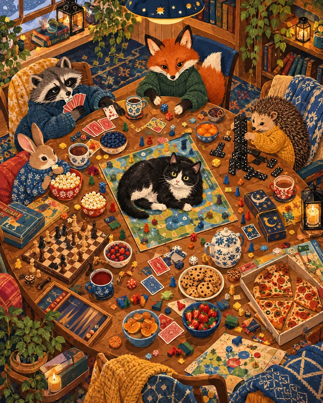 Woodland Game Night — wooden jigsaw puzzle by KOOBOOX
