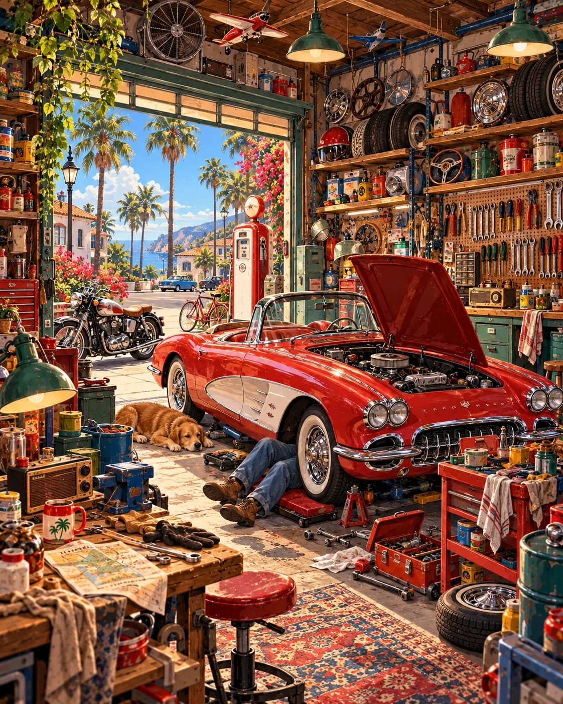 Sunset Garage — wooden jigsaw puzzle by KOOBOOX