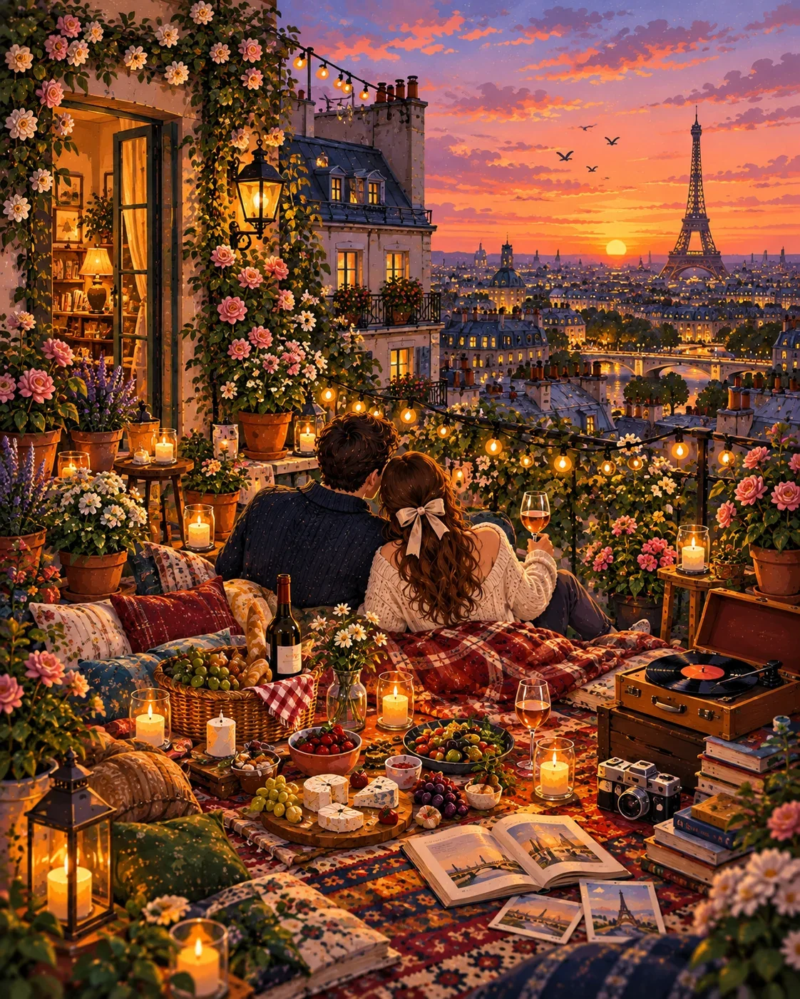 Paris Rooftop Picnic — wooden jigsaw puzzle by KOOBOOX