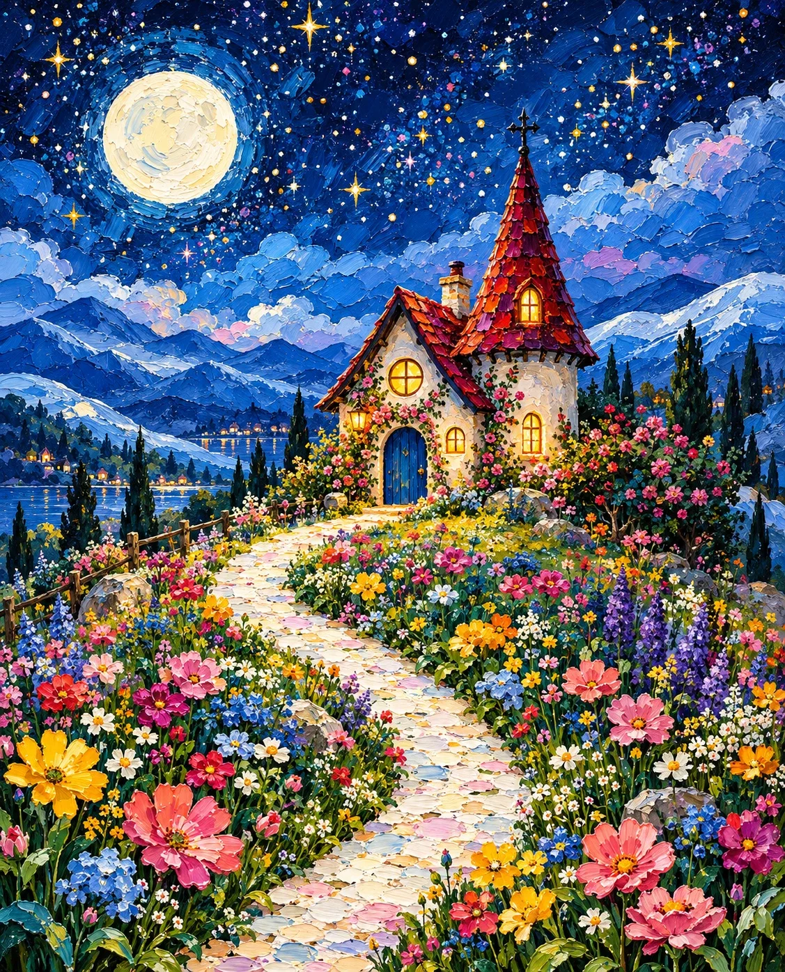 Moonlit Cottage — wooden jigsaw puzzle by KOOBOOX