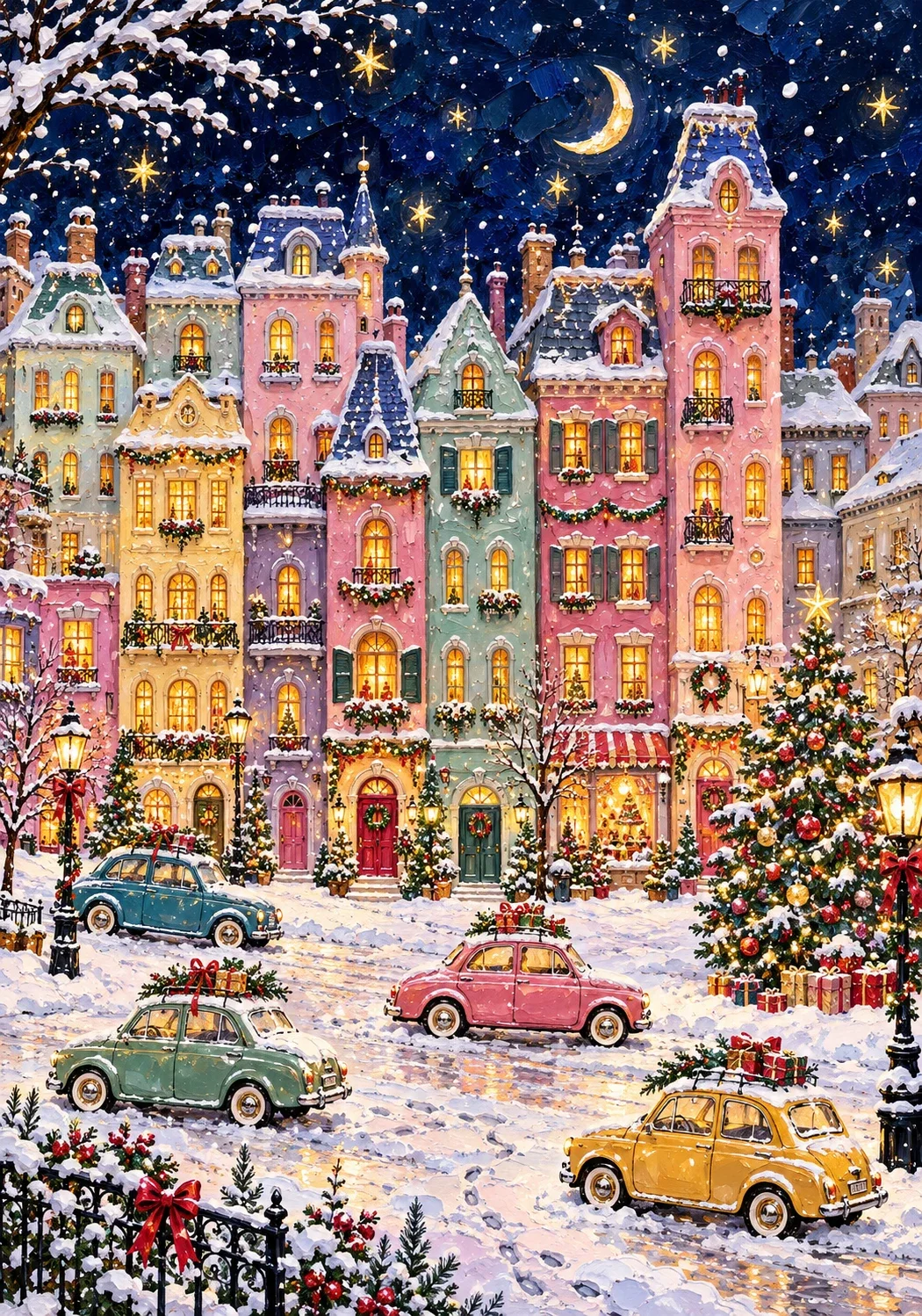 Snowy Christmas Street — wooden jigsaw puzzle by KOOBOOX