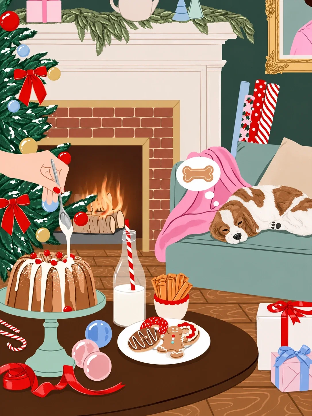 Bundt Cake & Sleepy Pup — wooden jigsaw puzzle by KOOBOOX