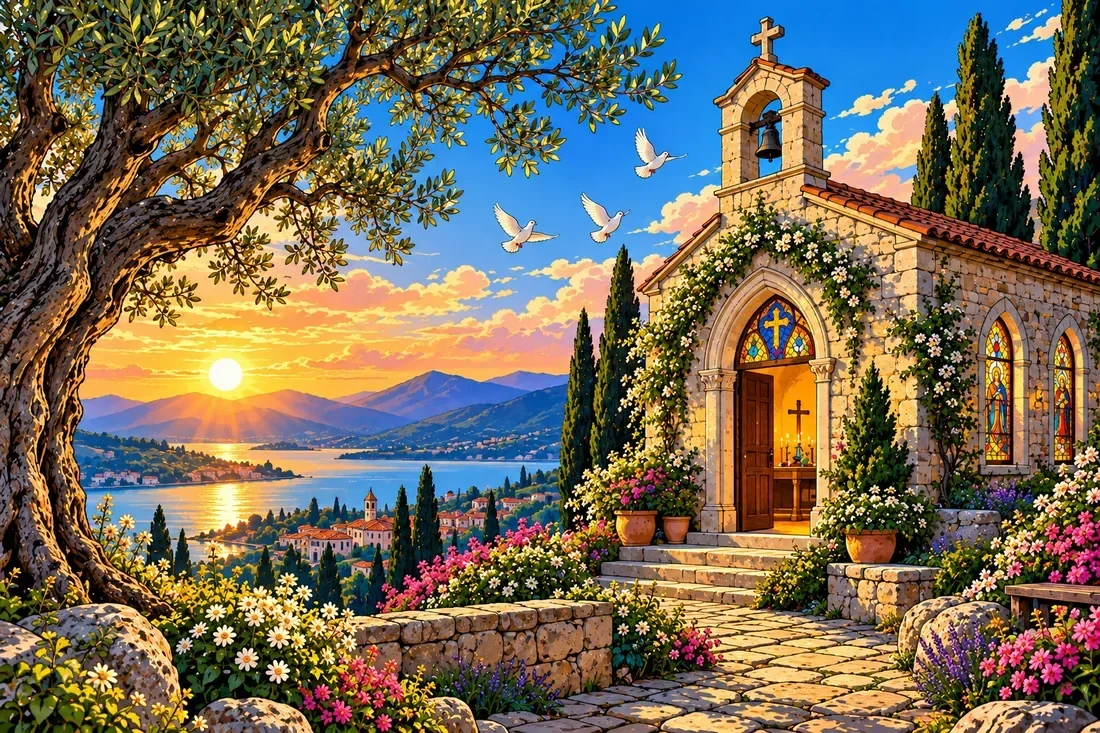 Hillside Chapel — wooden jigsaw puzzle by KOOBOOX