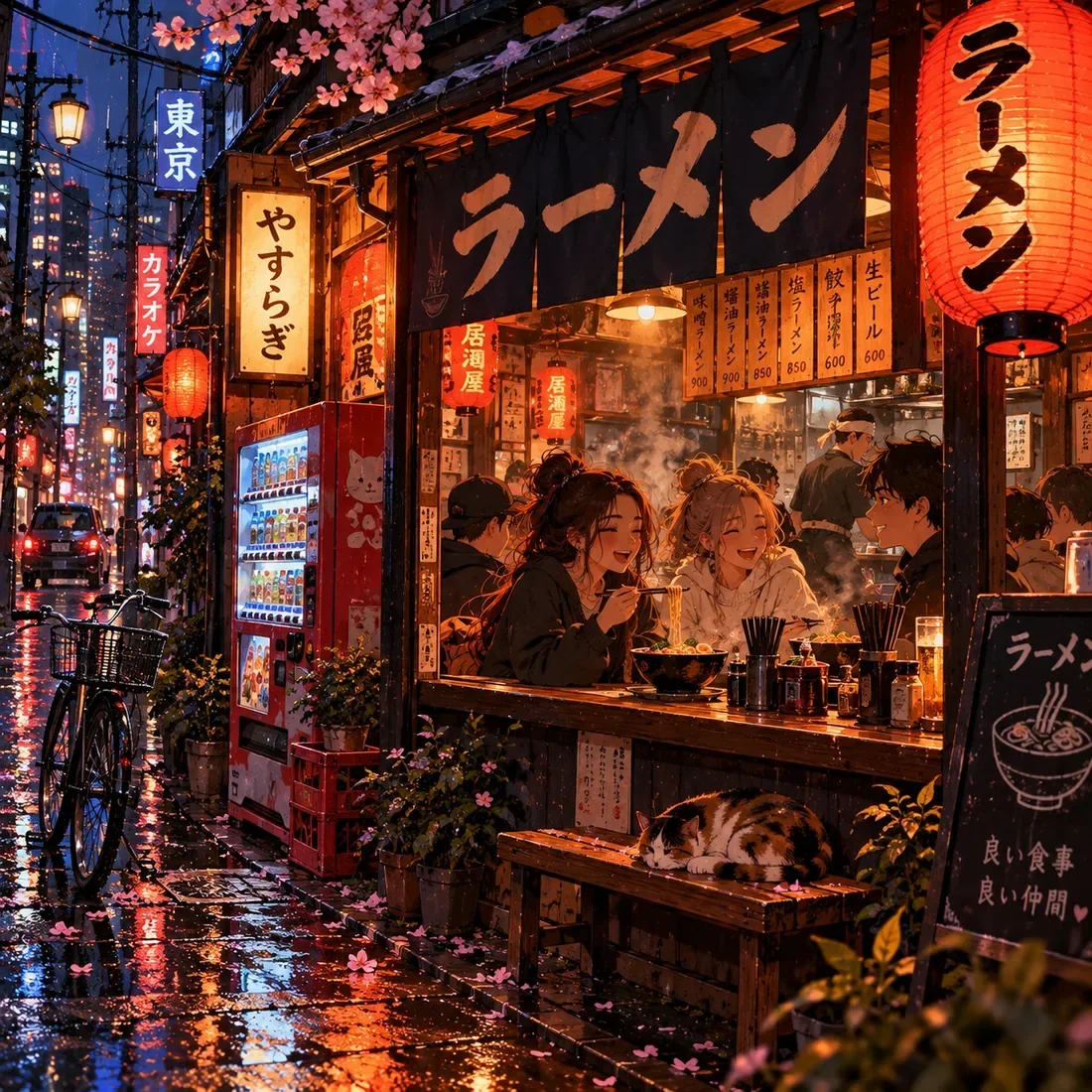 Rainy Ramen Night — wooden jigsaw puzzle by KOOBOOX