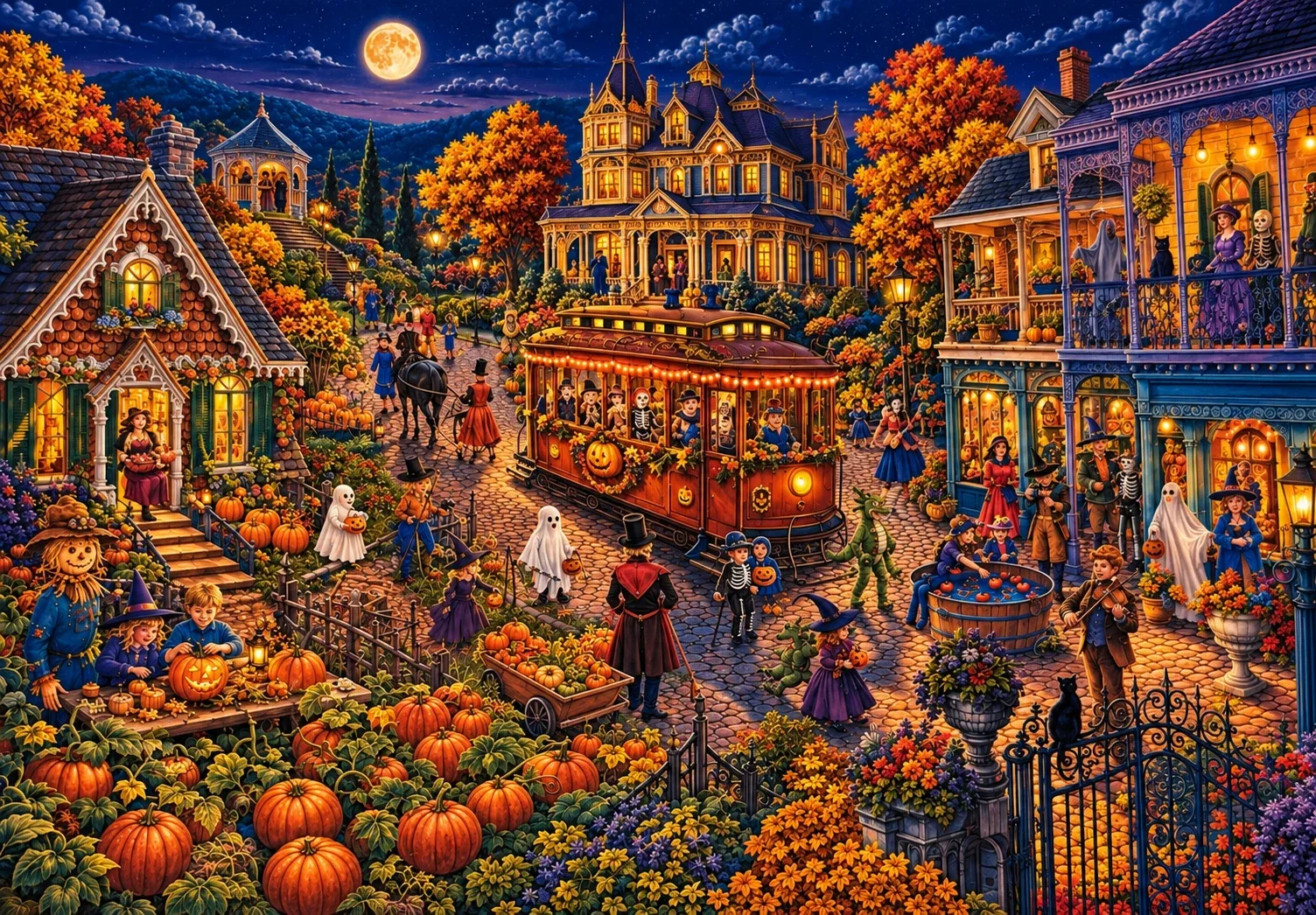 Halloween Village — wooden jigsaw puzzle by KOOBOOX