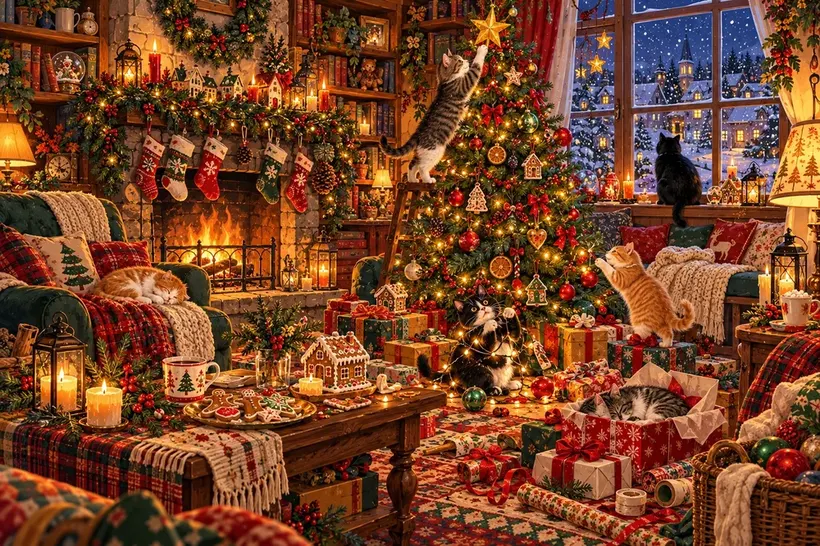 Cat-mas Eve jigsaw puzzle