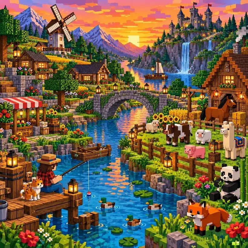 Sunset Block Village jigsaw puzzle