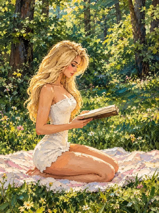 Reading in the Woods jigsaw puzzle