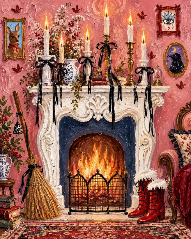 Velvet Bows by the Fire jigsaw puzzle