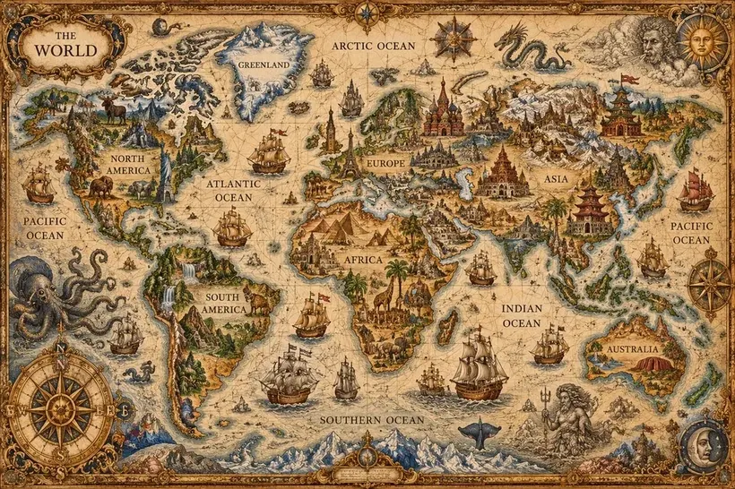 Old World Map jigsaw puzzle