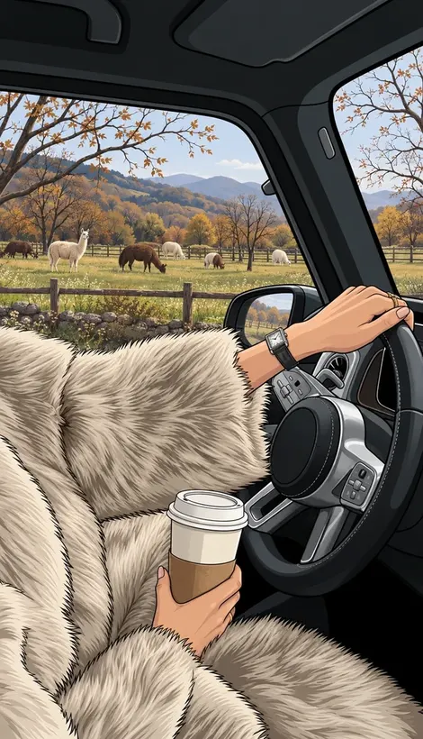 Autumn Drive with Alpacas jigsaw puzzle