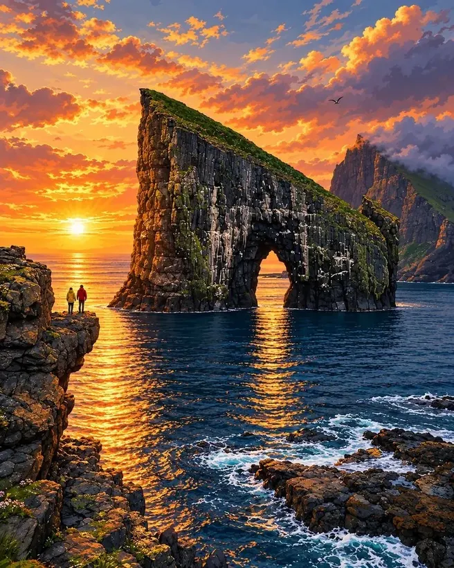 Drangarnir Sunset jigsaw puzzle