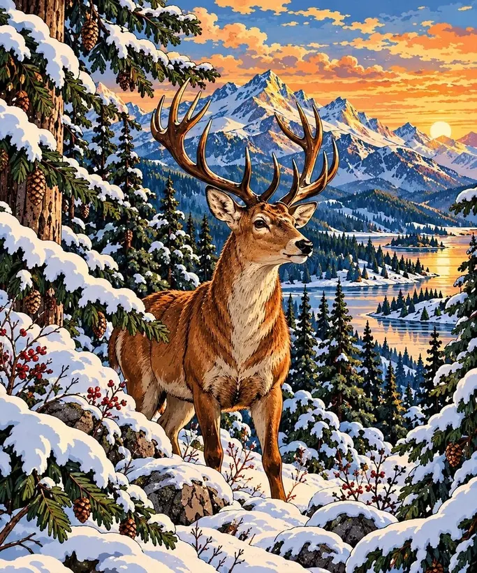 Winter Stag jigsaw puzzle