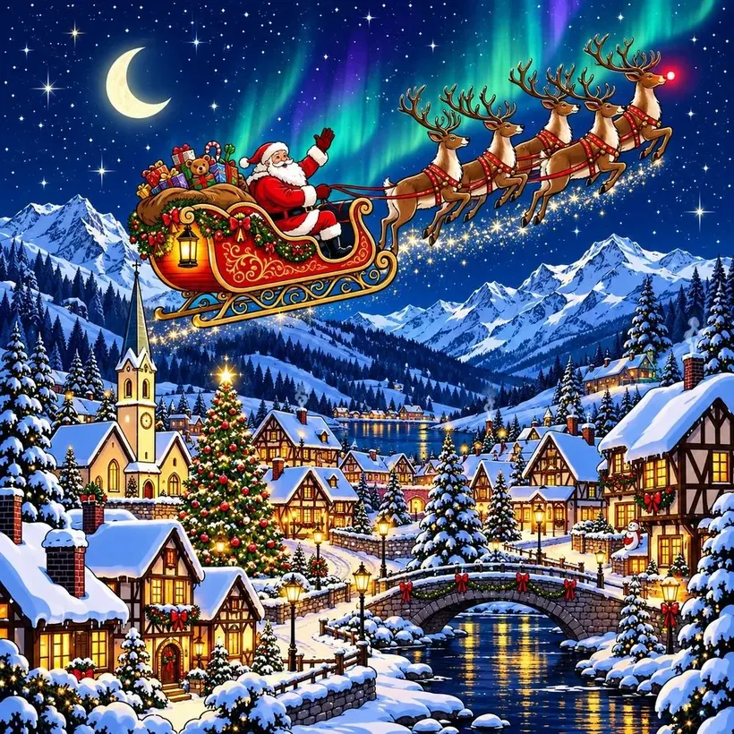 Santa's Night Flight jigsaw puzzle