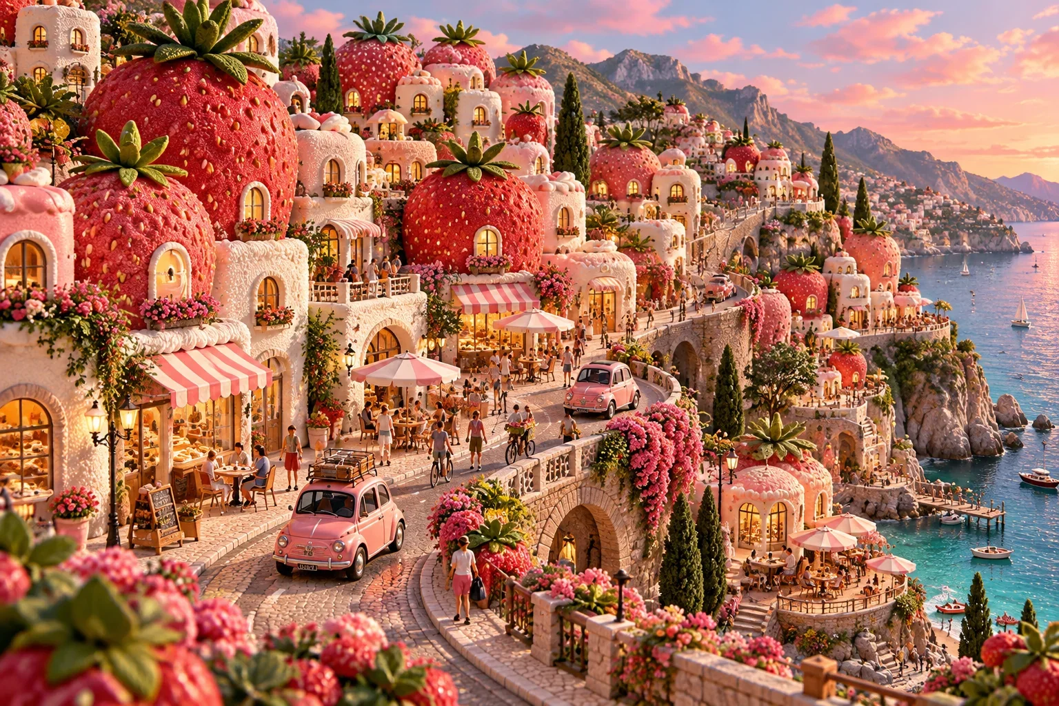 Strawberry Coast Village — wooden jigsaw puzzle by KOOBOOX