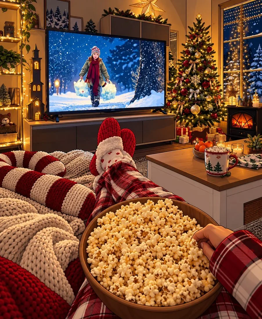 Christmas Movie Night — wooden jigsaw puzzle by KOOBOOX