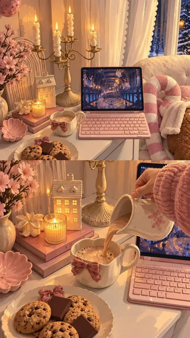 Pink Cocoa Evening — wooden jigsaw puzzle by KOOBOOX