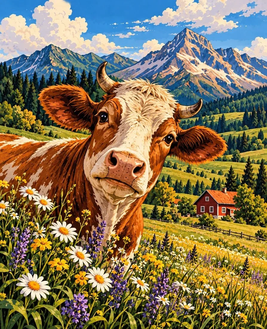 Meadow Cow — wooden jigsaw puzzle by KOOBOOX