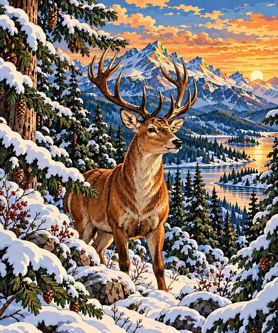 Winter Stag — wooden jigsaw puzzle by KOOBOOX