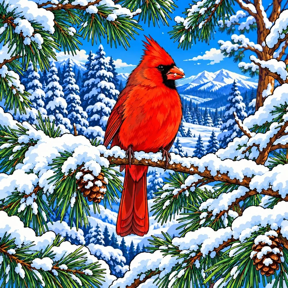 Winter Cardinal — wooden jigsaw puzzle by KOOBOOX